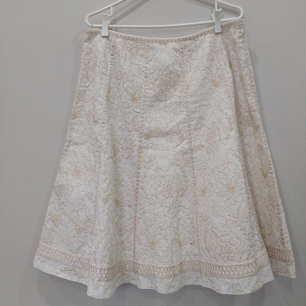 Nygård Collection A-Line Skirt Size 14P Exquisite Gold Embroidered Detail